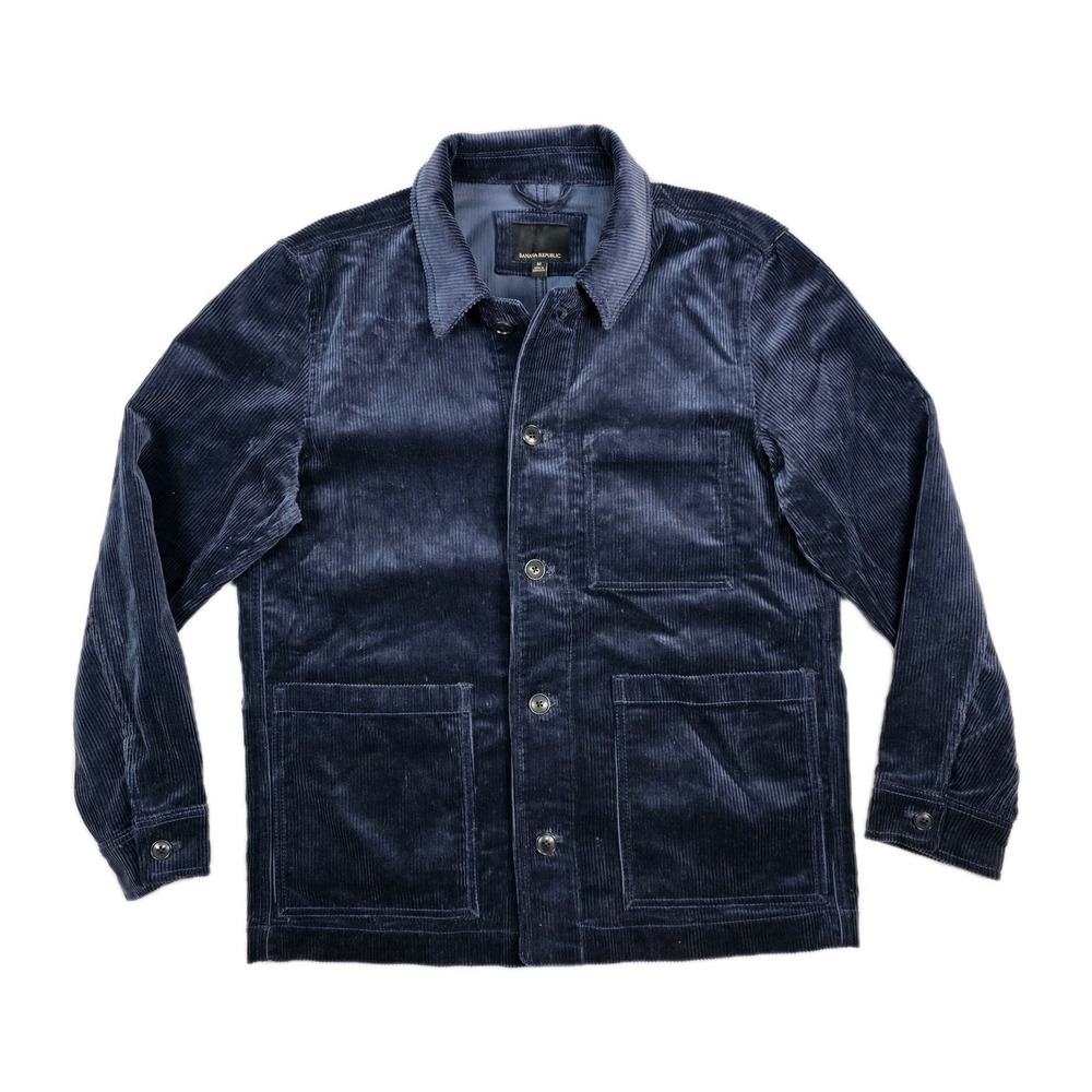 Banana Republic Shacket Blazer Corduroy Chore Coat Jacket Mens M Barn Navy Patch